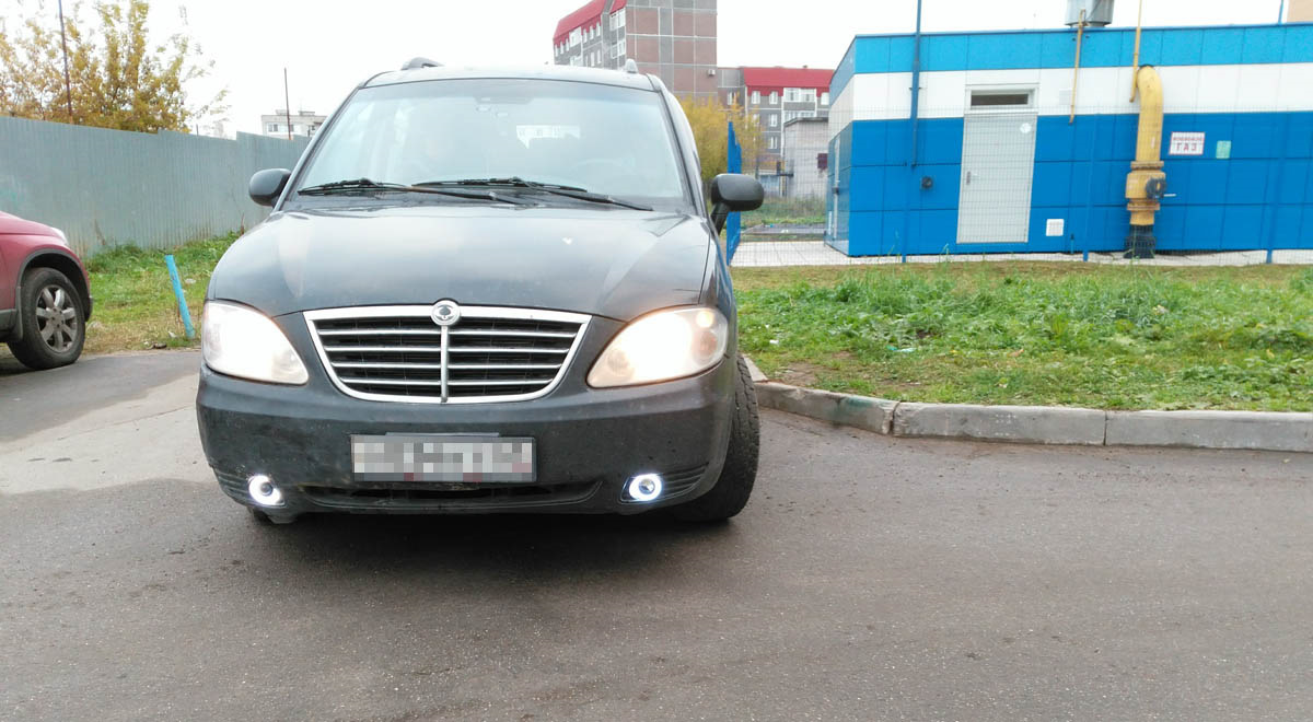 Светодиодные противотуманки + ДХО — SsangYong Rodius, 2,7 л, 2007 года ...