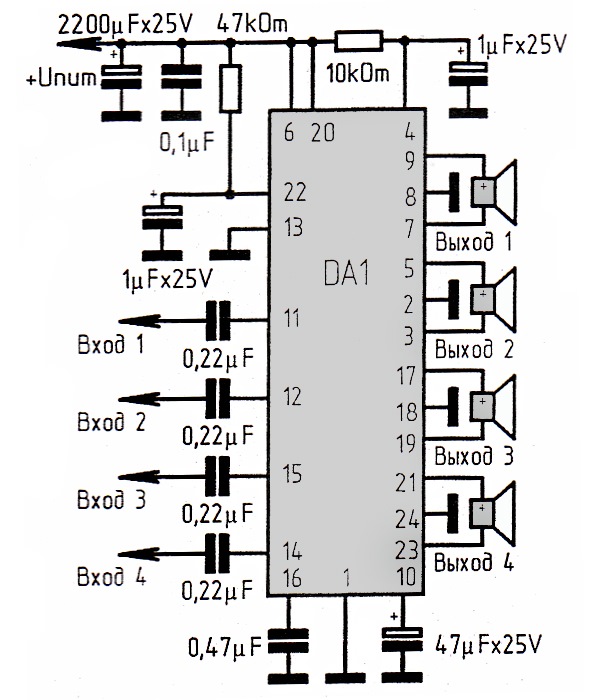 Tda7368 схема включения