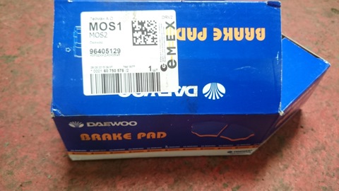 96405129 Колодки тормозные дисковые передние / Daewoo, Chevrolet Aveo ...