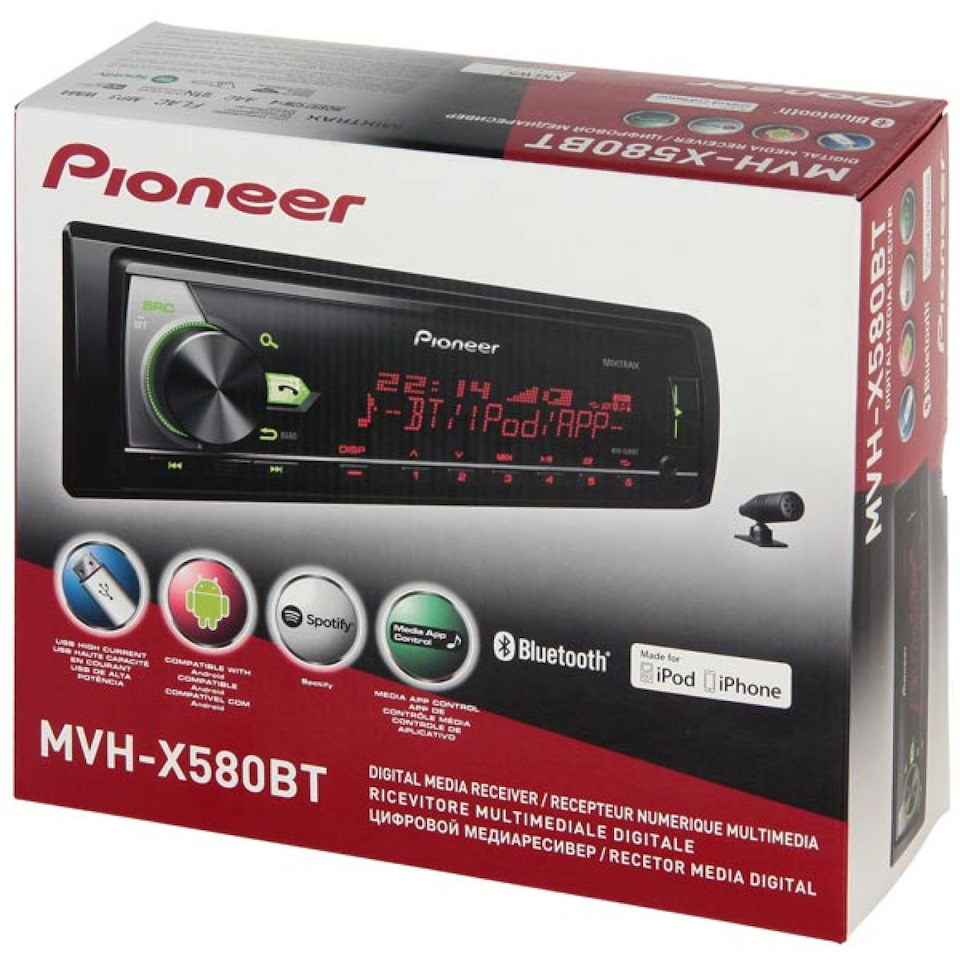 Автомагнитола pioneer отзыв. Pioneer 580bt. Pioneer MVH x580bt. Магнитола Pioneer 580bt. Pioneer MVH 580bt.