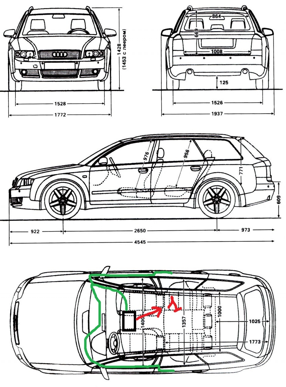 Ауди 100 с4 чертеж