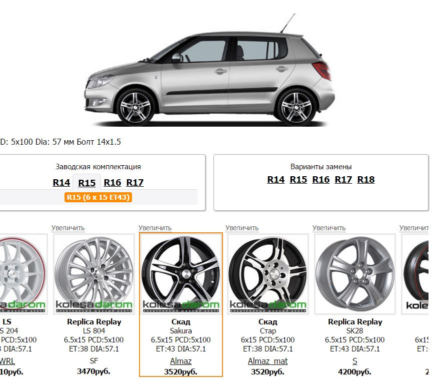 Подбор дисков на авто с картинкой