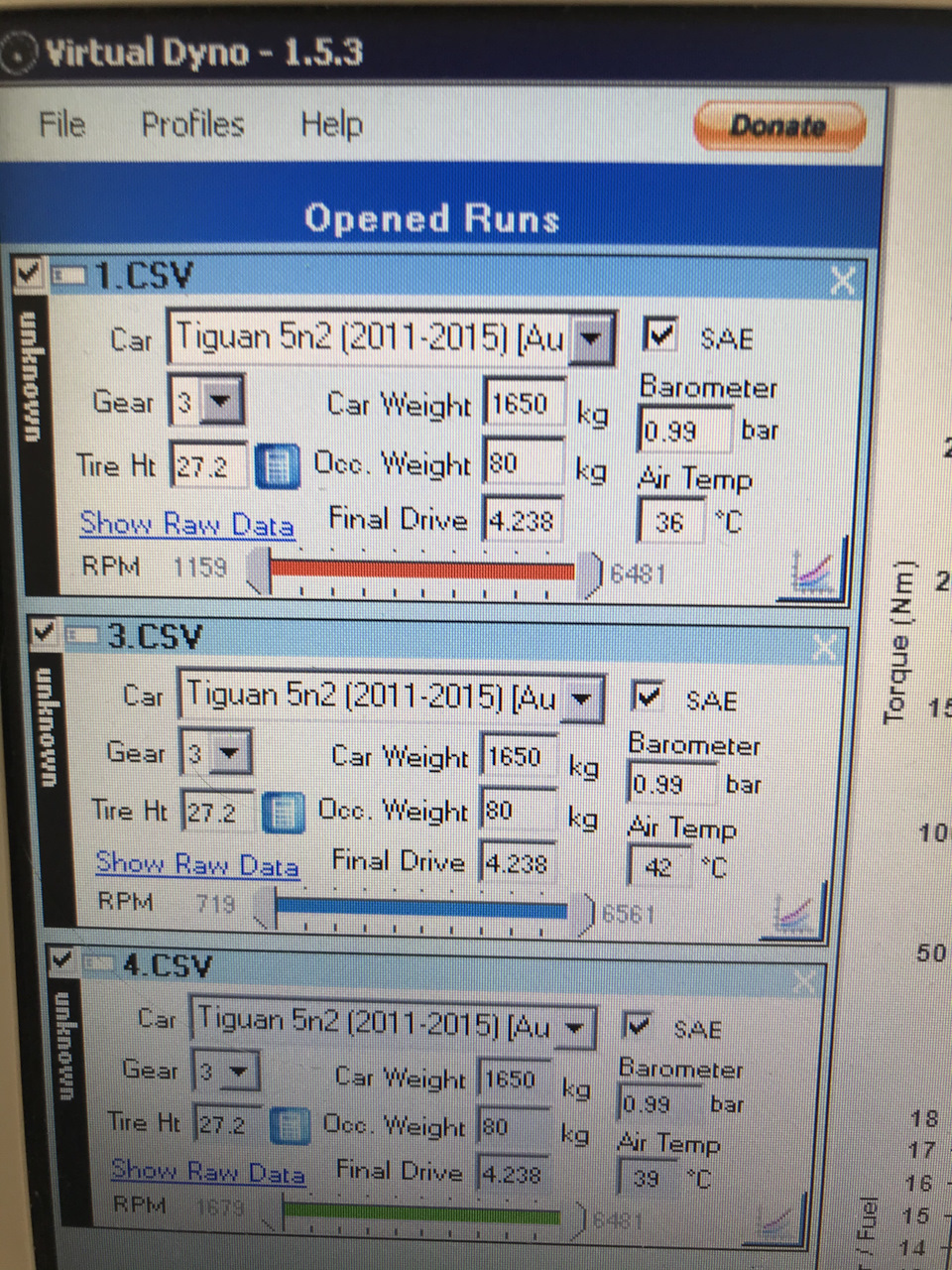 Virtual Dyno — Volkswagen Tiguan (1G), 2 л., 2011 года | наблюдение ...
