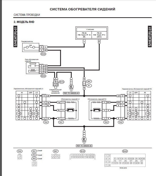 Электрическая схема подогрева сидений