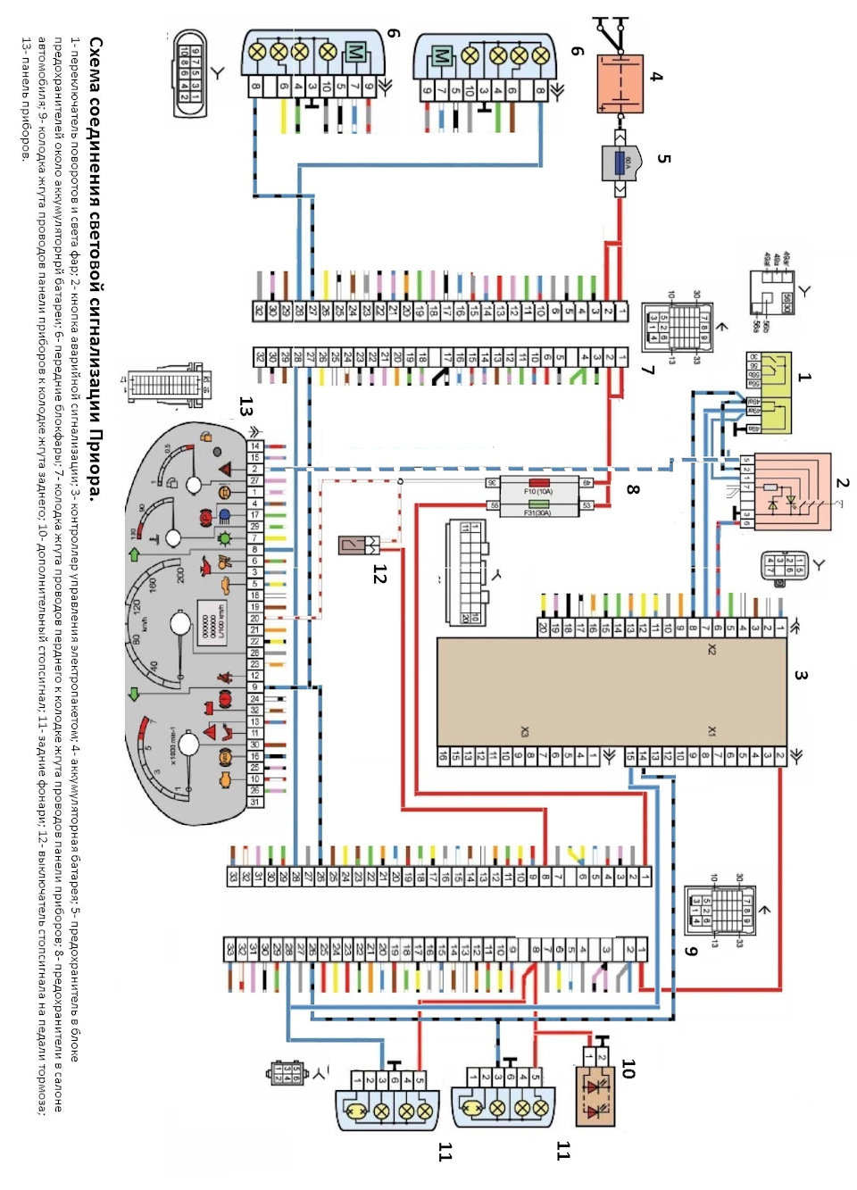 Схема электропроводки ваз 21124 с европанелью