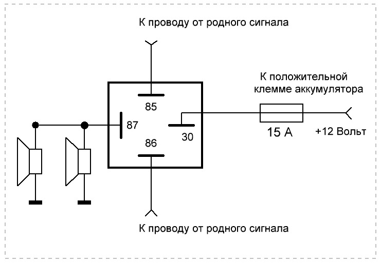 Схема подключения сигнала ваз 2110