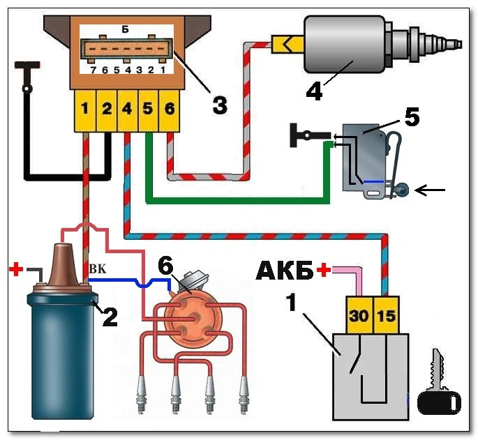 Схема зажигания 2107