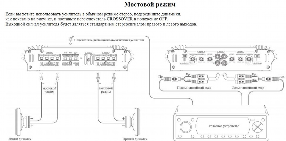 Мостовая схема подключения усилителя