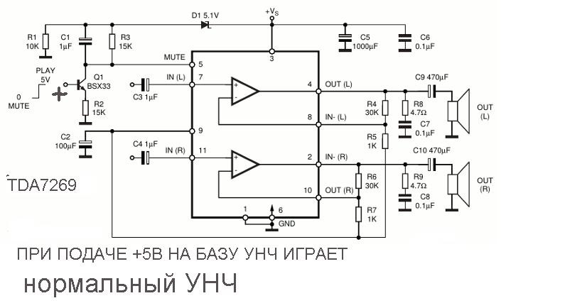 Tda7269 схема усилителя