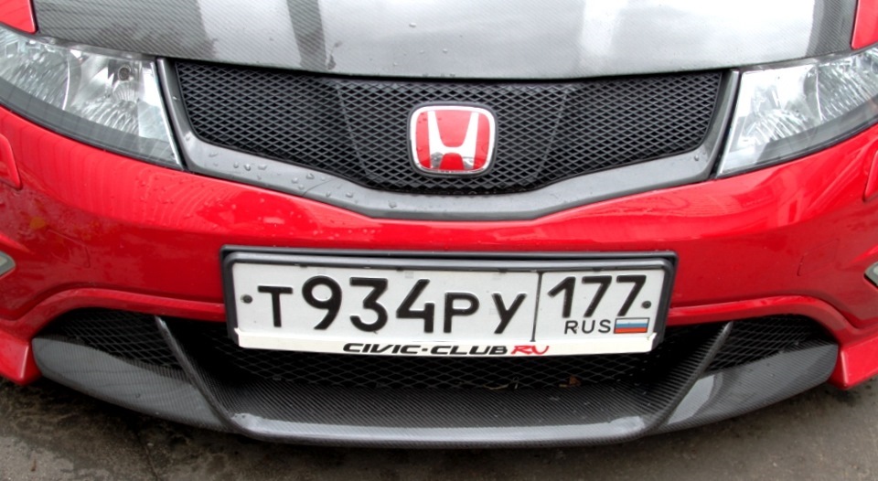Так было -Стандартная установка номера — Honda Civic Hatchback (8G)