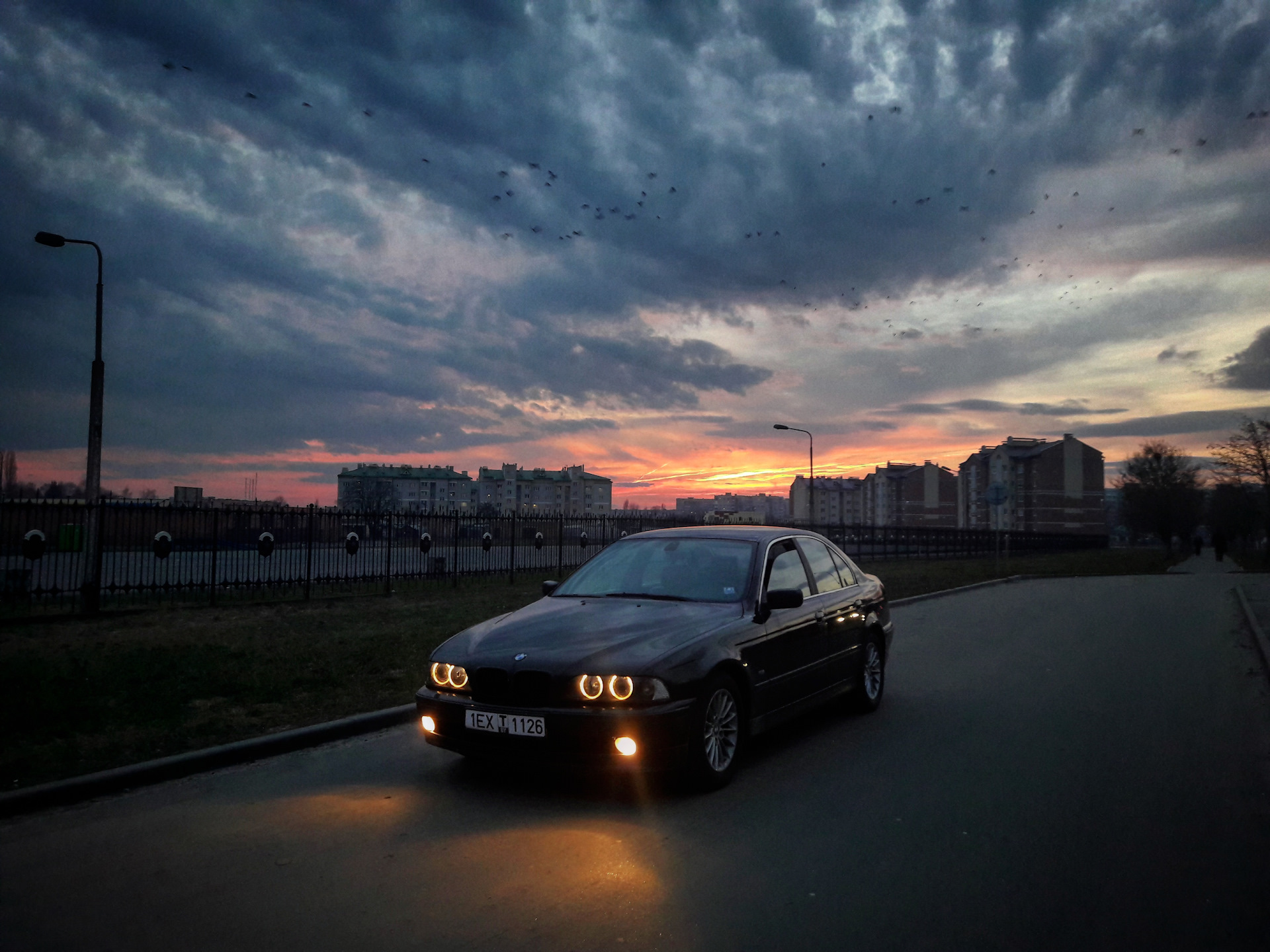 BMW e39 ночь зима