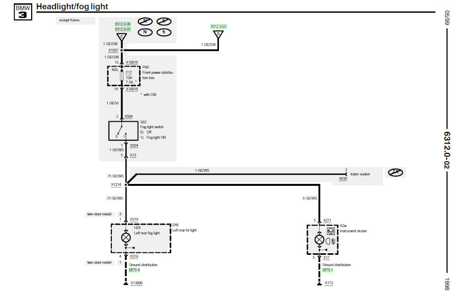 Задние противотуманные огни — BMW 3 series (E36), 2 л, 1995 года ...