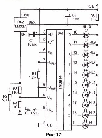 Микросхема lm3914 описание и схема включения