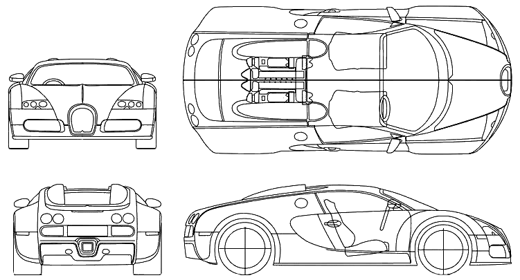 Bugatti chiron чертеж