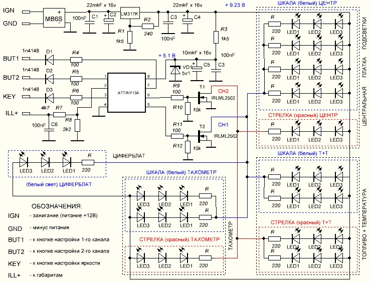 Приора схема подсветки приборов