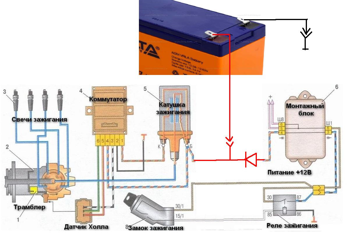 Питание ваз. Схема зажигания ВАЗ 2108 С датчиком холла. Система зажигания 2108. ВАЗ 2108 коммутатор катушки зажигания. ВАЗ 2109 система зажигания коммутатор.