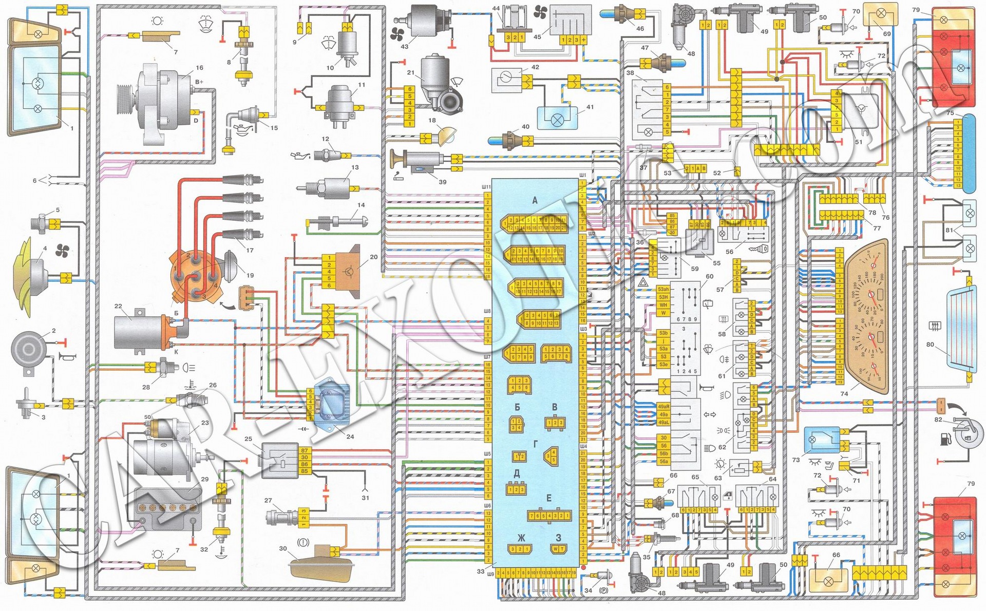 Схема электрики ваз 2109