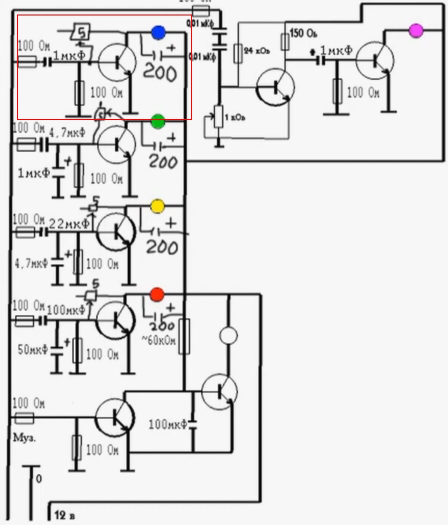Цветомузыка на транзисторах своими руками схемы