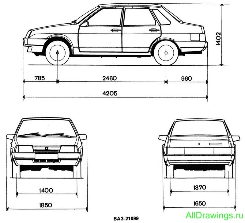 Габариты схема ваз 2109