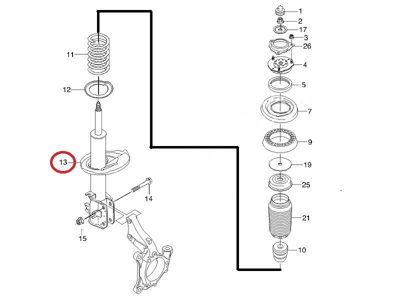 Схема переднего амортизатора шевроле ланос - 95 фото