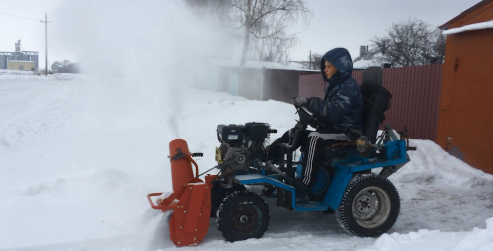 Уборка снега минитрактором из мотоблока нева — трактор из глубинки, 0,5 ...