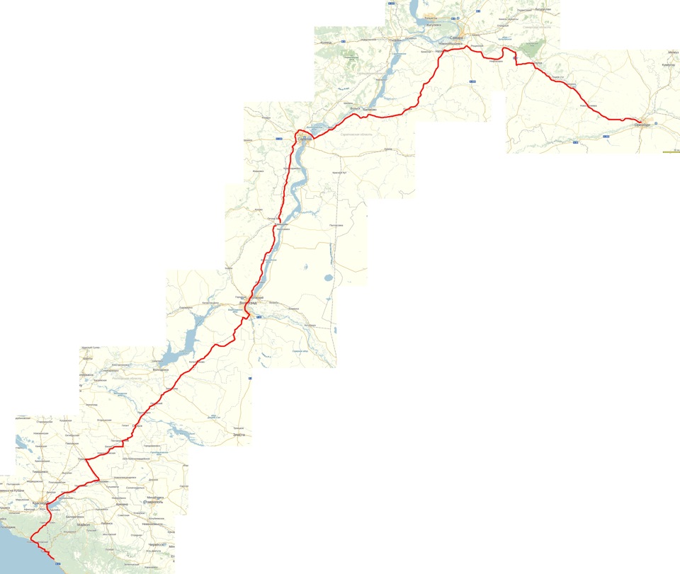 Оренбург сочи маршрут на автомобиле карта