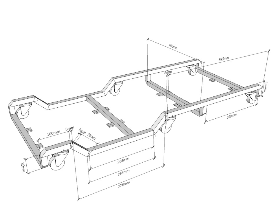 Подкатная тележка для ремонта автомобиля своими руками чертежи размеры фото