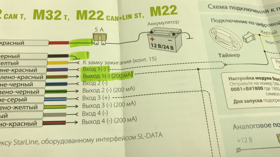 Starline m22 96 схема подключения