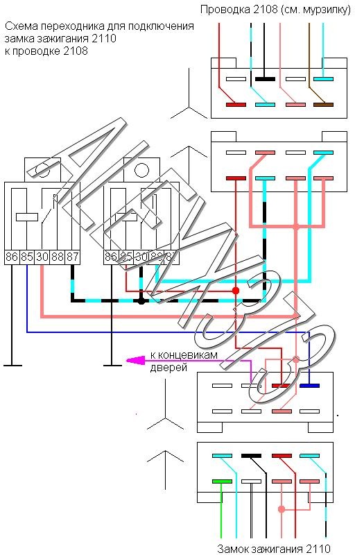 Схема проводки замка зажигания ваз 2110
