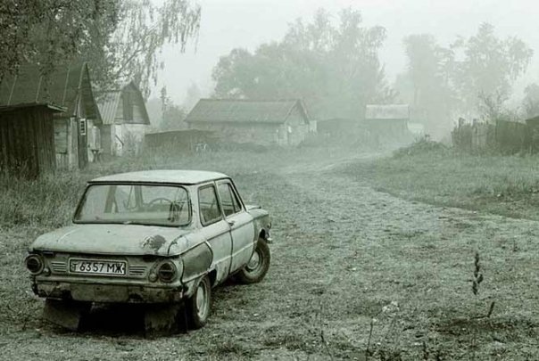 Заброшенный Запорожец в лесу