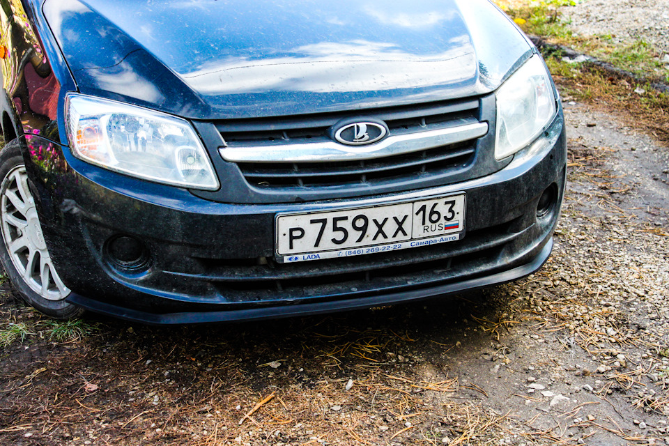 Универсальный сплиттер (губа) на бампер — Lada Гранта (1G), 1,6 л, 2014 ...