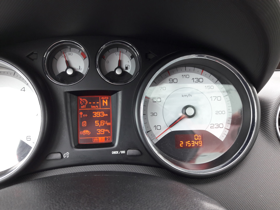 Пробег на момент ТО — Peugeot 308 (1G)