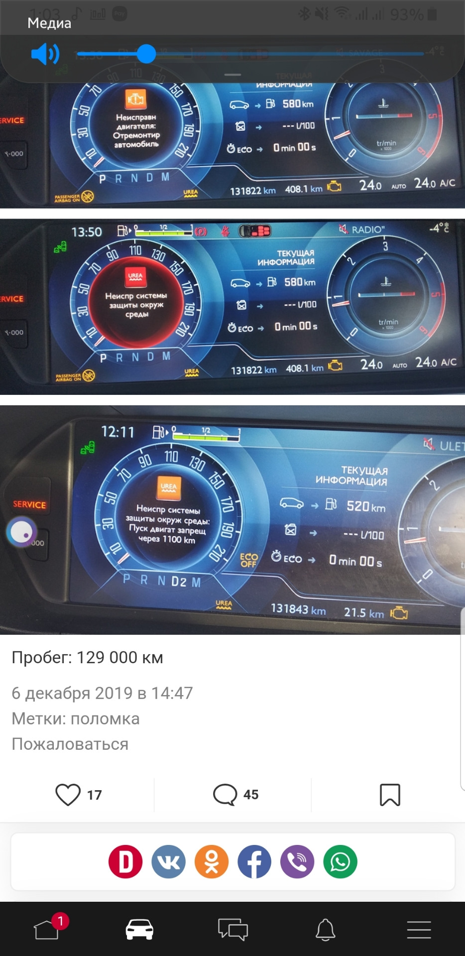 Настигла и меня UREA P20f6 & P20e8 — Citroen Grand C4 Picasso (2G), 1,6