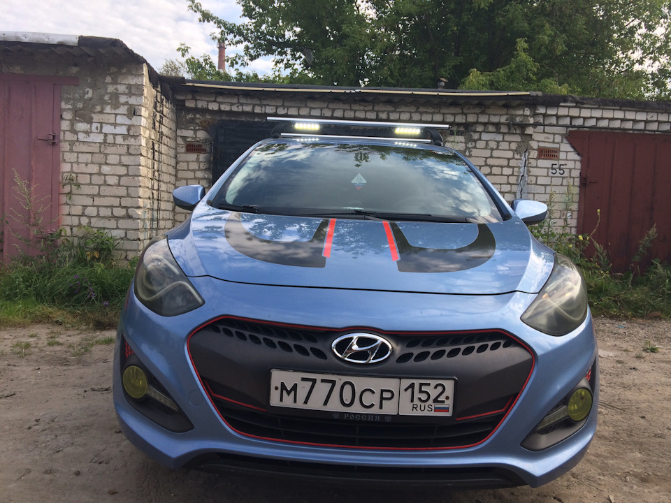 Багажник на крышу и светодиодные планки 30w — Hyundai i30 (2G), 1,4 л ...