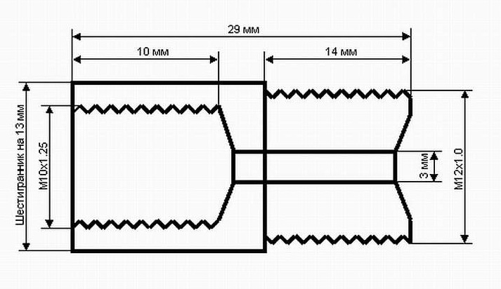 Чертеж переходника с резьбой