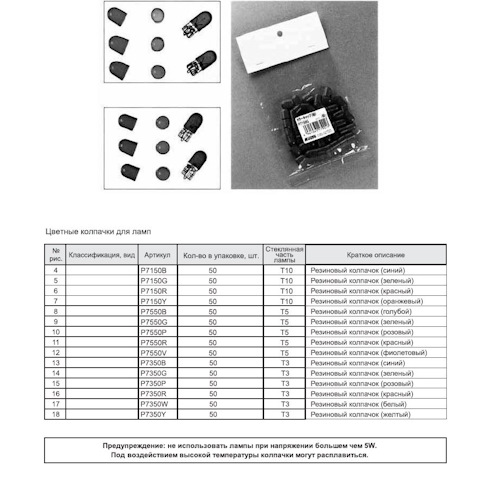 P7350G T3 колпачки цвет. (зелёный) за упаковку (50 шт.) К KOITO ...