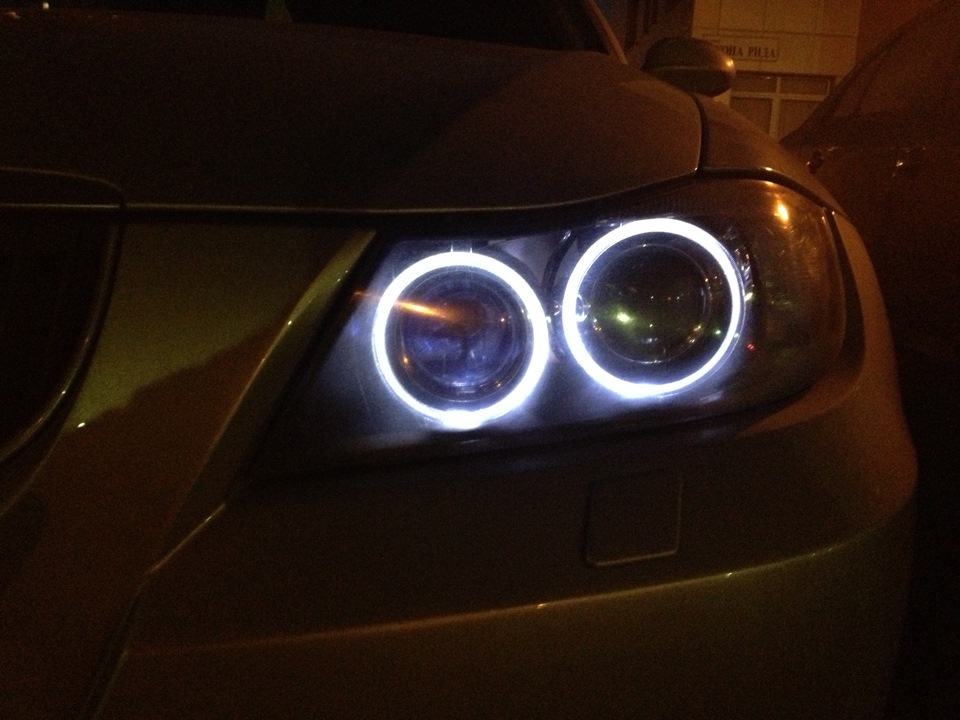 Обычные светодиоды в ангельские глазки — BMW 3 series (E90), 2 л, 2006 ...