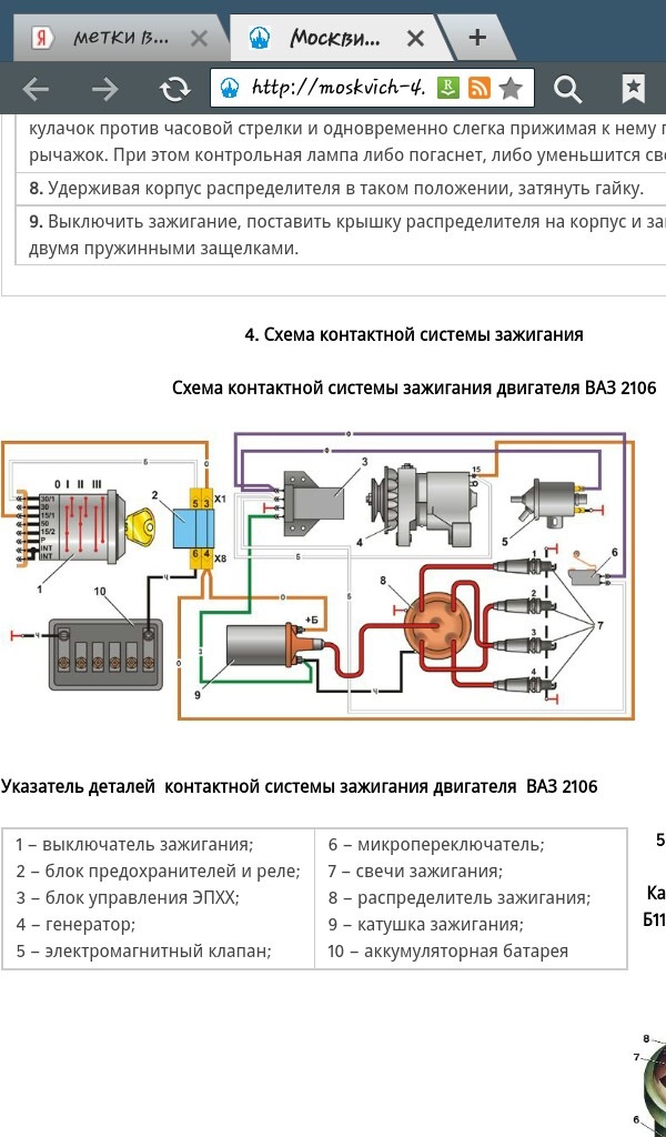 Схема системы зажигания москвич 2141