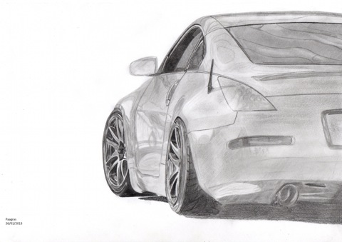 Нарисовать ниссан 350z поэтапно