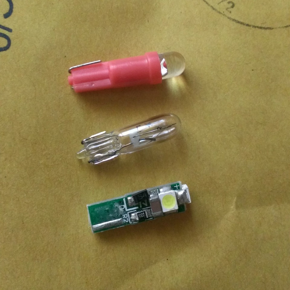 Сравнение: 1) Обычный диод 2) Обычная лампа накаливания 3) Новая диодная лампа — Mitsubishi Colt V