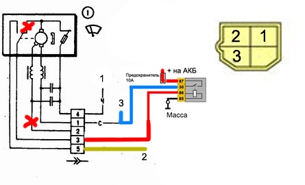 Схема подключения моторчика стеклоочистителя