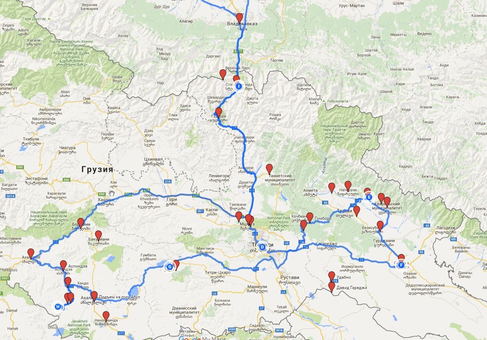 Карта путешествия на машине по россии