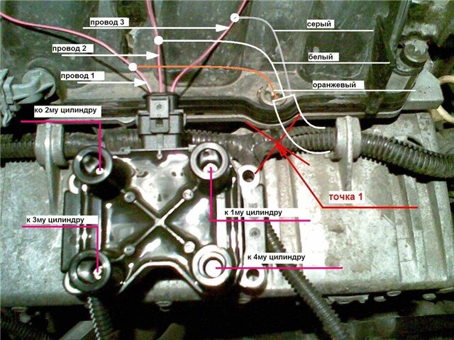 Подключение проводов модуля зажигания 2114 Замена катушек рено на модуль ваз. - Renault Megane II, 1,6 л, 2005 года запчаст