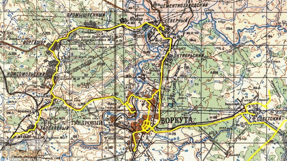 Топографическая карта воркутинского района