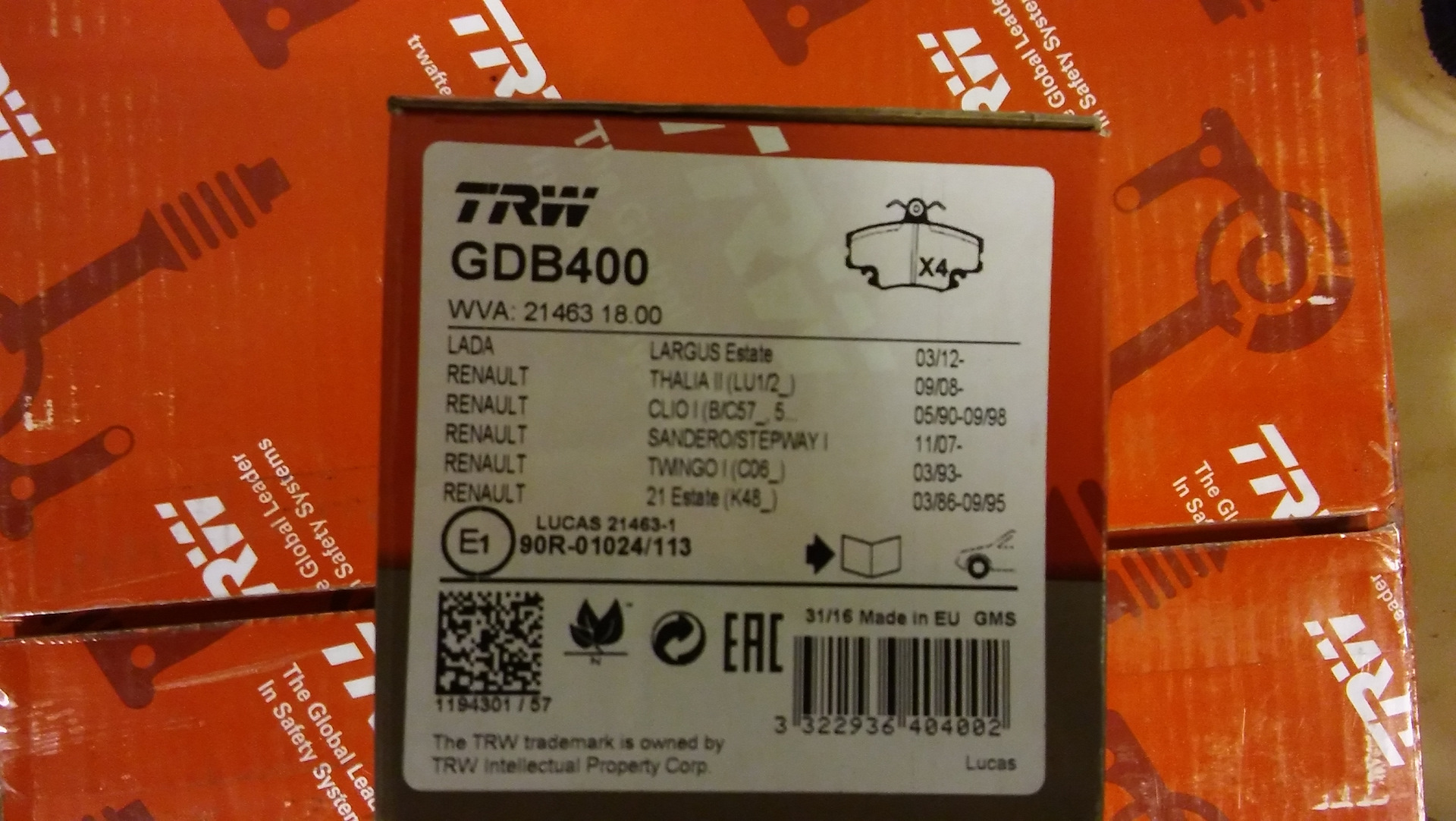 TRW gdb400 колодки тормозные. TRW gdb1634. Gdb400. Gdb400 фото.