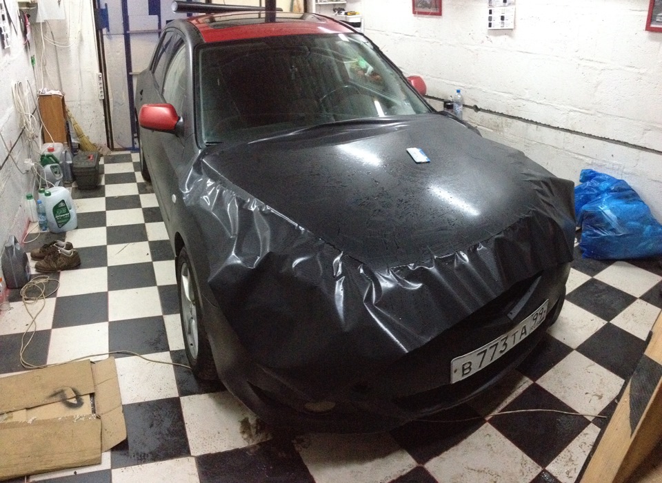 Перетяжка винилом капота (пленка китай) — Mazda 3 (1G) BK, 1,6 л, 2005 ...