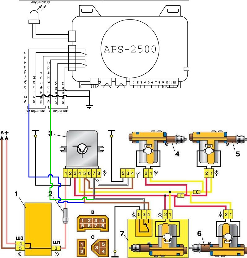 Схема подключения сигнализации ваз