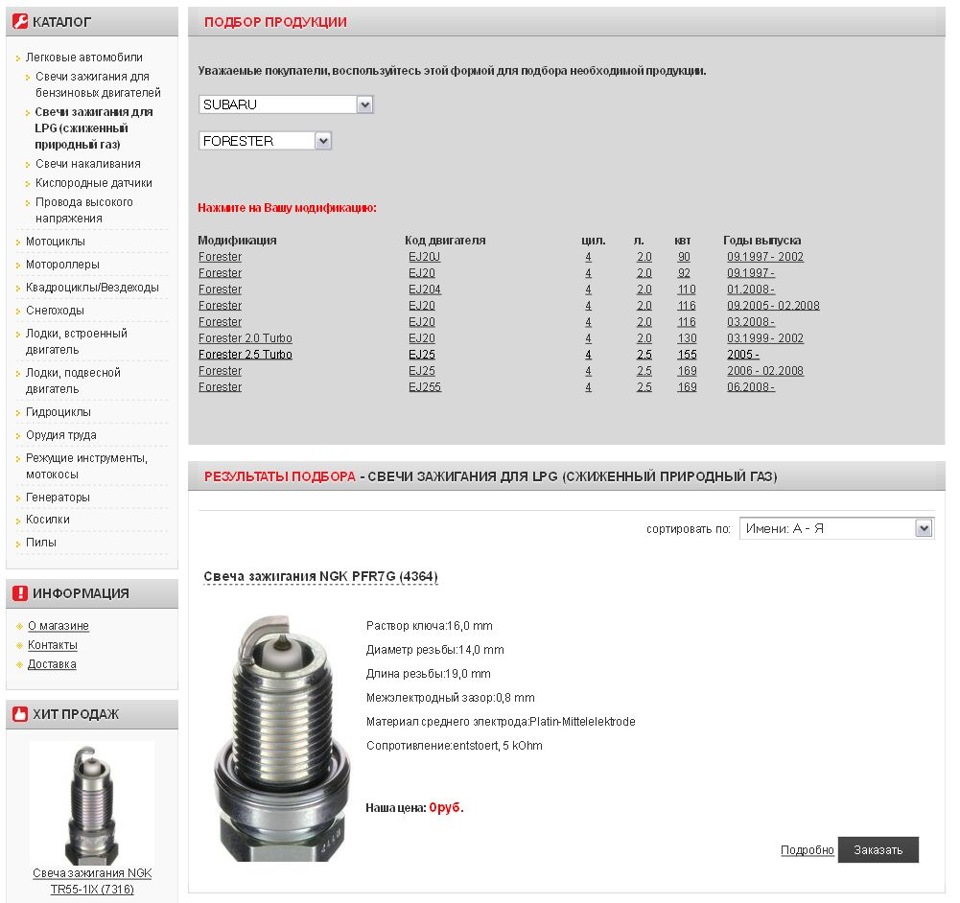 Свечи зажигания подбор по автомобилю