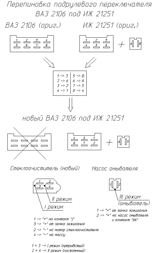 Схема подключения подрулевого переключателя камаз