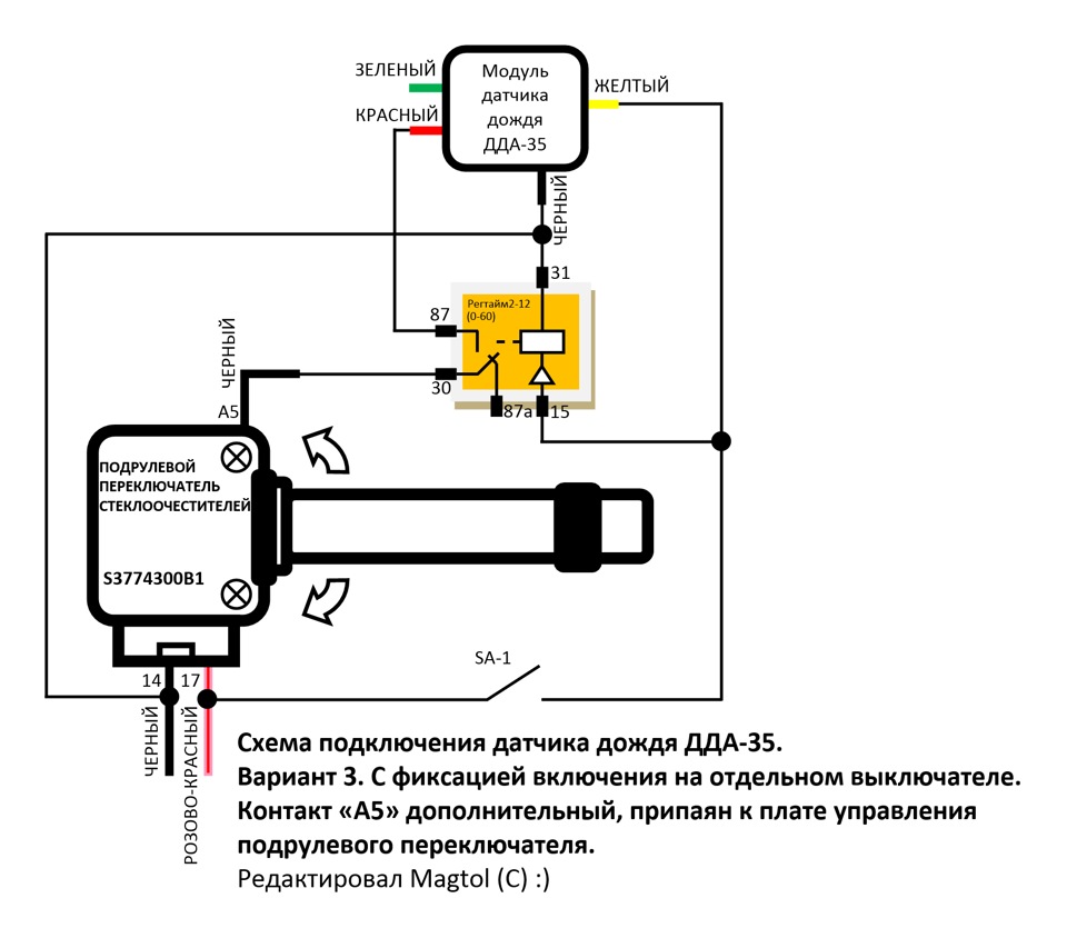 Датчик света и дождя приора схема подключения